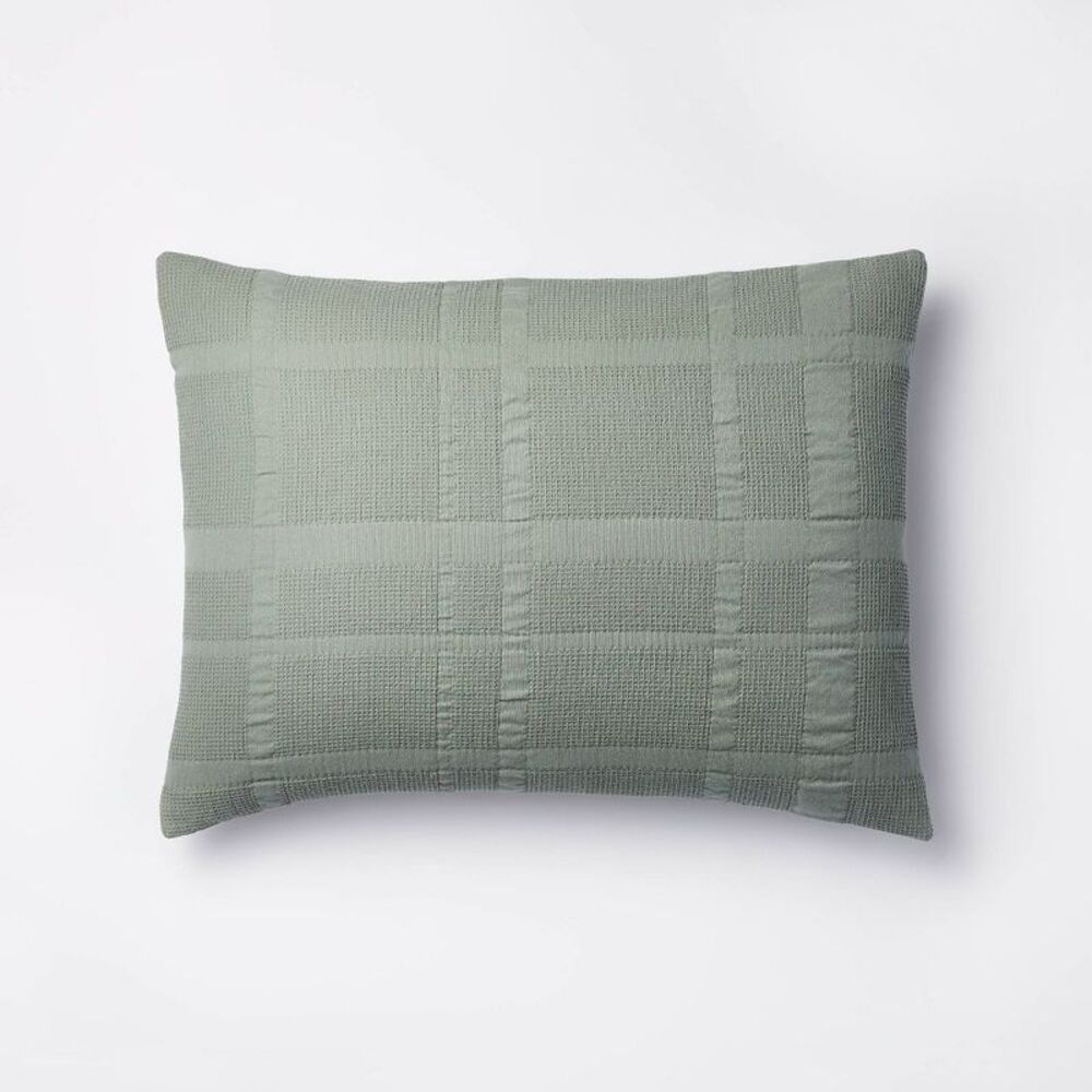 King Waffle Matelasse Textured Cotton Quilt Sham - Teal - Studio McGee